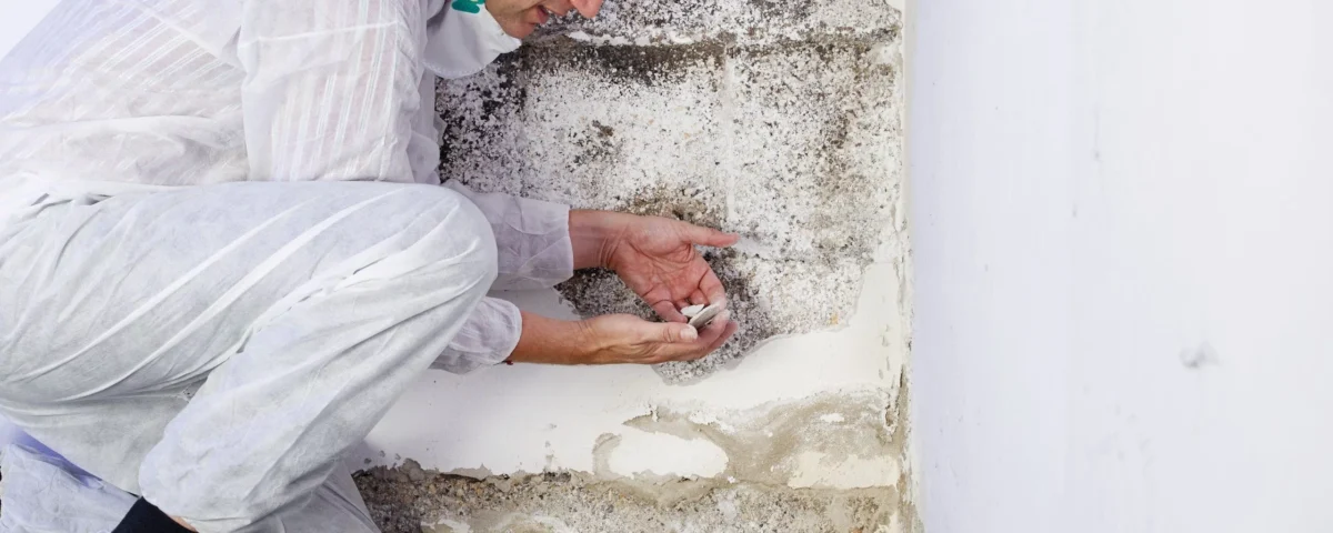 Expert professionnel inspectant un mur endommagé par l'humidité et les moisissures
