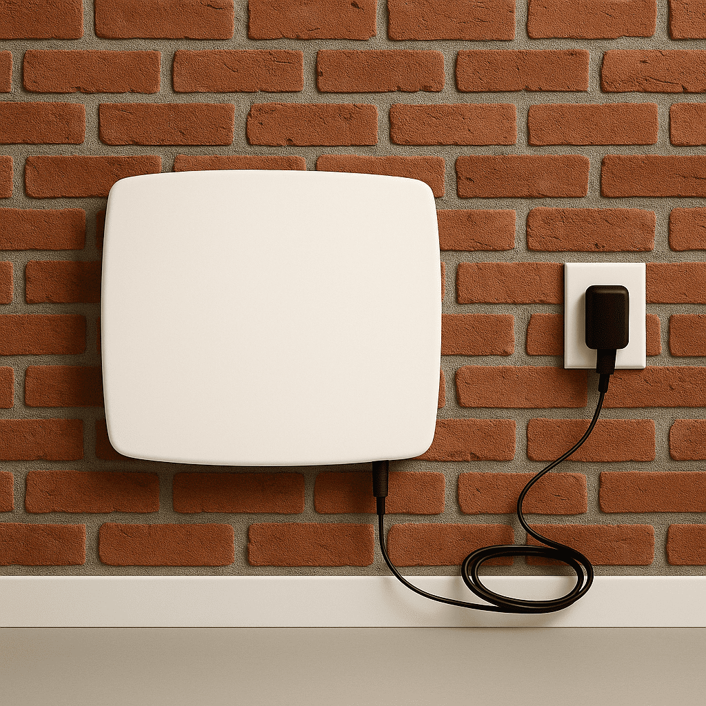 Appareil anti-humidité ATE Pulse installé sur mur de briques